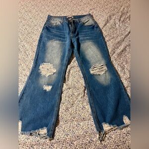 Melarey Wide Leg Distressed Jeans